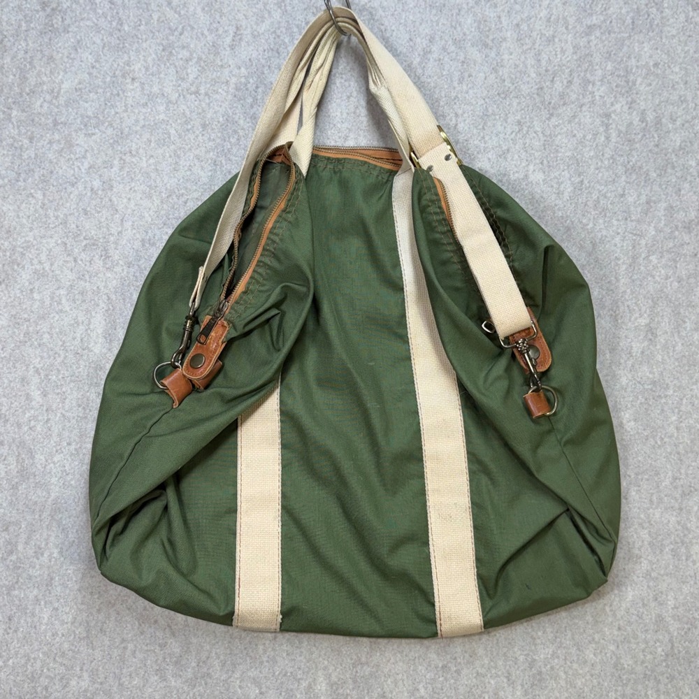 Holiday Moi La Paree Vintage Green Canvas Duffel Travel Weekender Scovill Zip - Picture 3 of 11